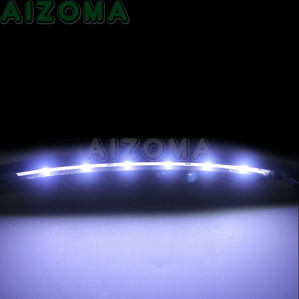Motorcycle 6PCS LED Curved License Plate Frame with Light Fit Standard 7-3/16" x 4-1/4" License Number Plate Cover For Harley