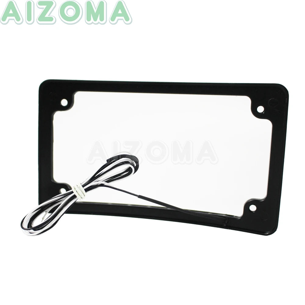 Motorcycle 6PCS LED Curved License Plate Frame with Light Fit Standard 7-3/16" x 4-1/4" License Number Plate Cover For Harley