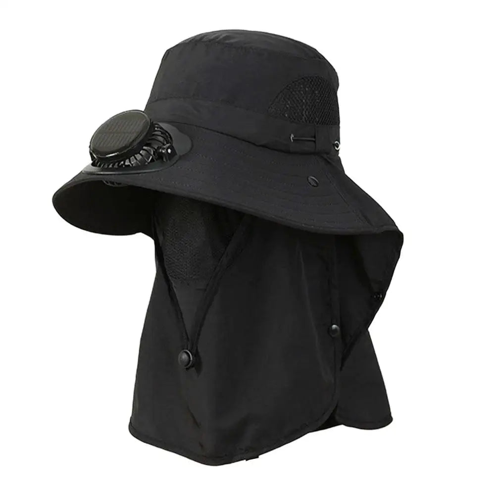New Wide Brim Solar Fan Hat Sun Protection With Dual Solar Power Fan Outdoor Beach ‌Hike Fishing Hat For Men Women Fisherman Hat
