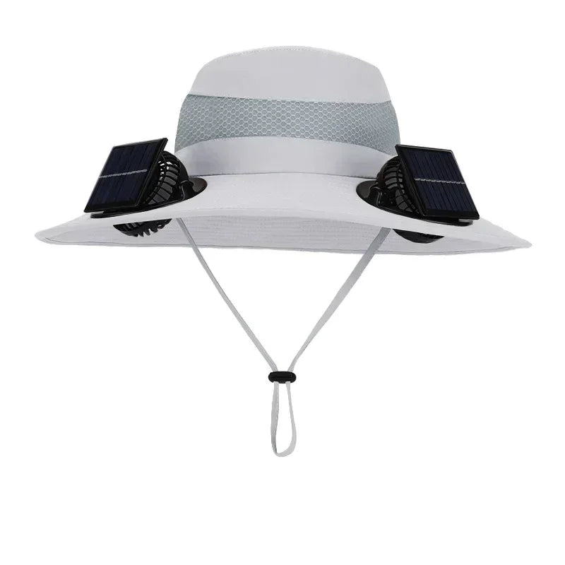 Mens Quick Dry Bucket Hat Large Size Sun Hat with Solar Powered Fan USB Rechargeable for Outdoor Hiking Camping Fishing Activity