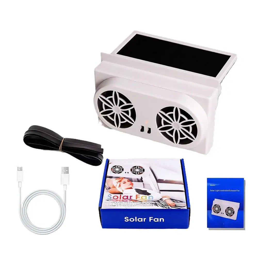 Portable Solar Car Cooler Fan USB Rechargeable Automobile Air Vent Ventilator Cooling Fans Outer Solar Panel Auto Electronics