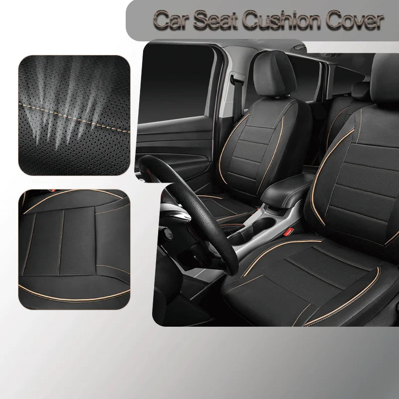 5 Seats Universal Car Seat Covers Full Set PU Leather Breathable Easy Clean Interior Protection