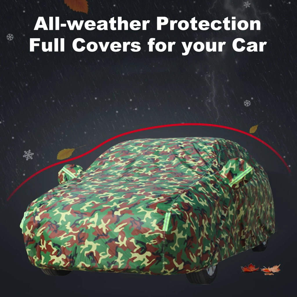 Car Cover All-weather Protection Full Covers with Reflective Strip Camouflage Style Auto Cover Sunscreen Protection