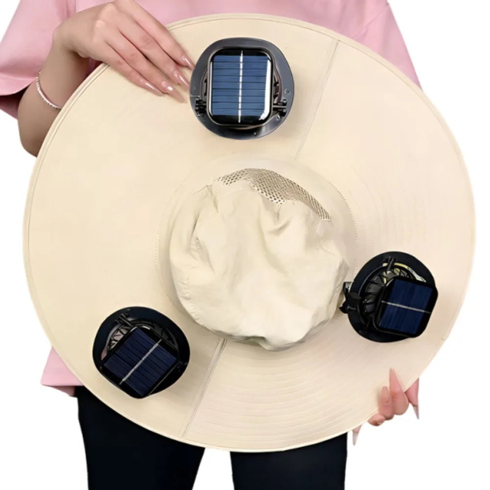 3 Fans Solar Fan Hat Breathable UV Protection Wide Brim Sun Cap Portable Lightweight Cooling Fisherman Hat Hot Weather