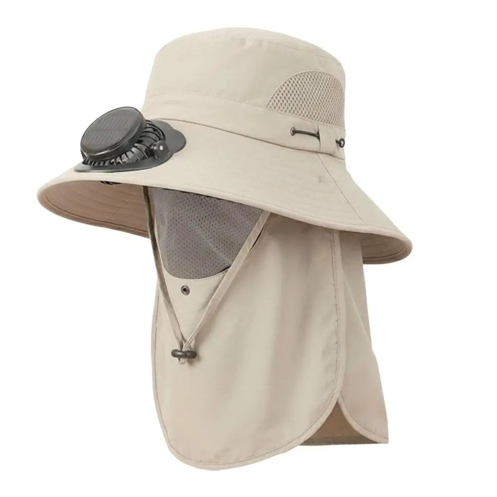 New Wide Brim Solar Fan Hat Sun Protection With Dual Solar Power Fan Outdoor Beach ‌Hike Fishing Hat For Men Women Fisherman Hat