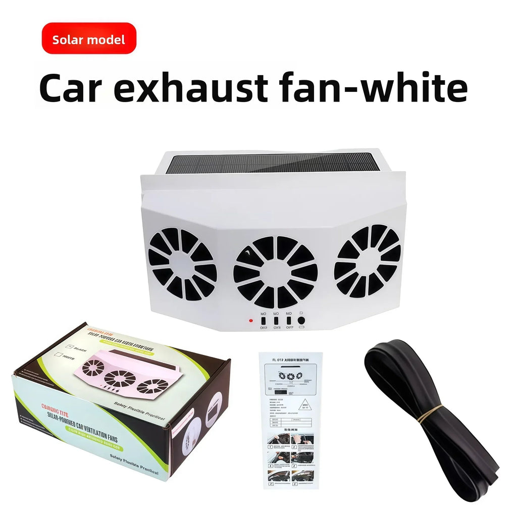 Solar Car Fan USB Rechargeable Exhaust Fan Air Circulation Cooling and Heat Dissipation High Wind Power Ventilation Fan