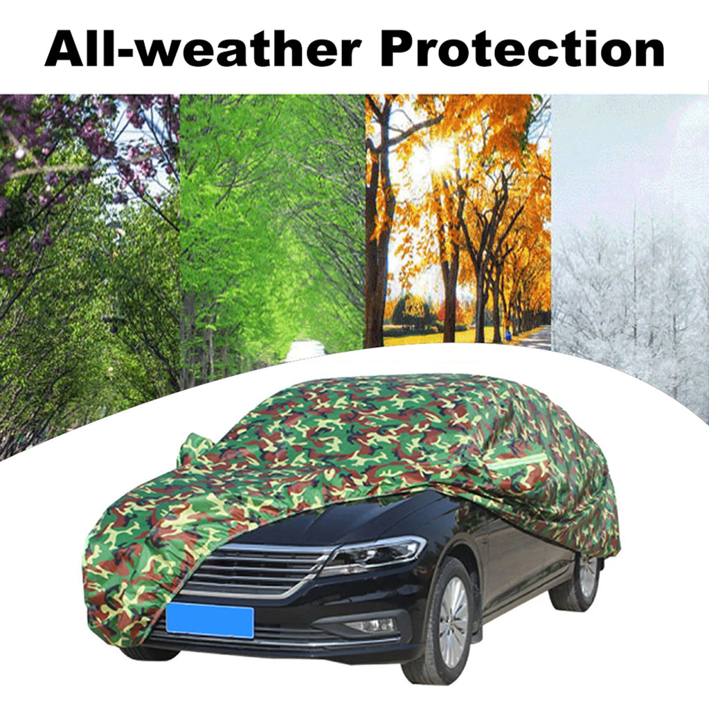 Car Cover All-weather Protection Full Covers with Reflective Strip Camouflage Style Auto Cover Sunscreen Protection