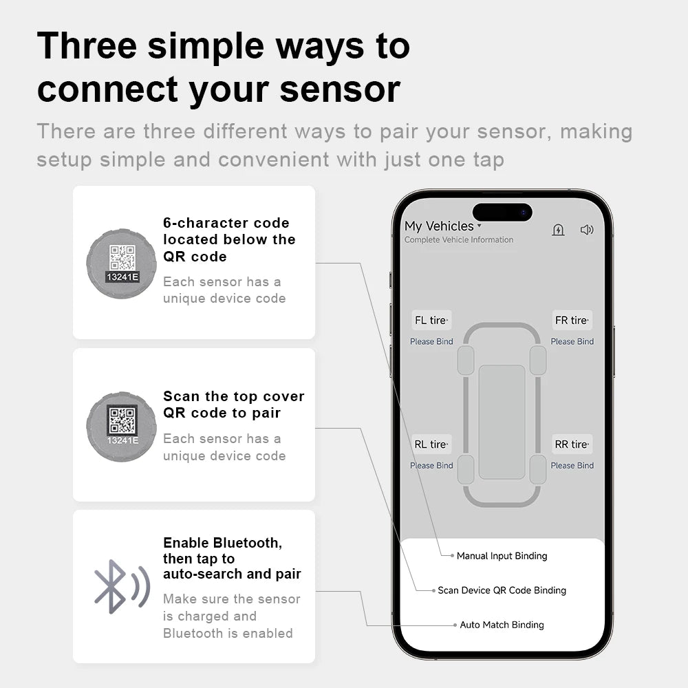 2026 Bluetooth External Tire Pressure Monitor BT TPMS Sensor For Motorcycle Car Van RV and Truck APP View 6 Major Abnormal Alarm - AliExpress 34