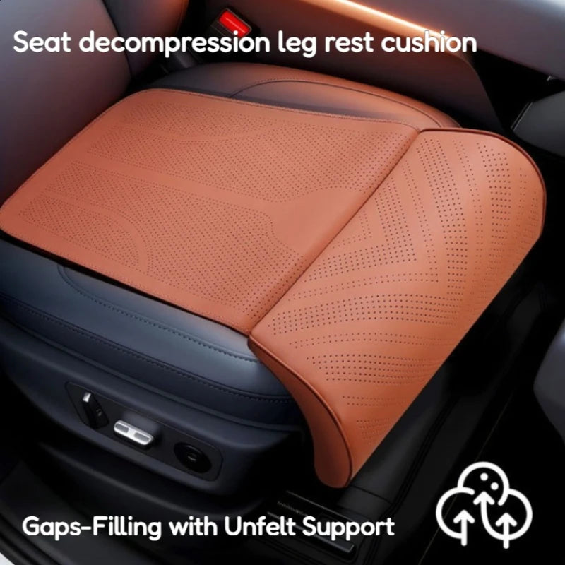 Universal Car Seat Cushion With C-Curve For Leg Support Seat Extender Breathable Perforated Leather Cover Memory Foam Seat Cover