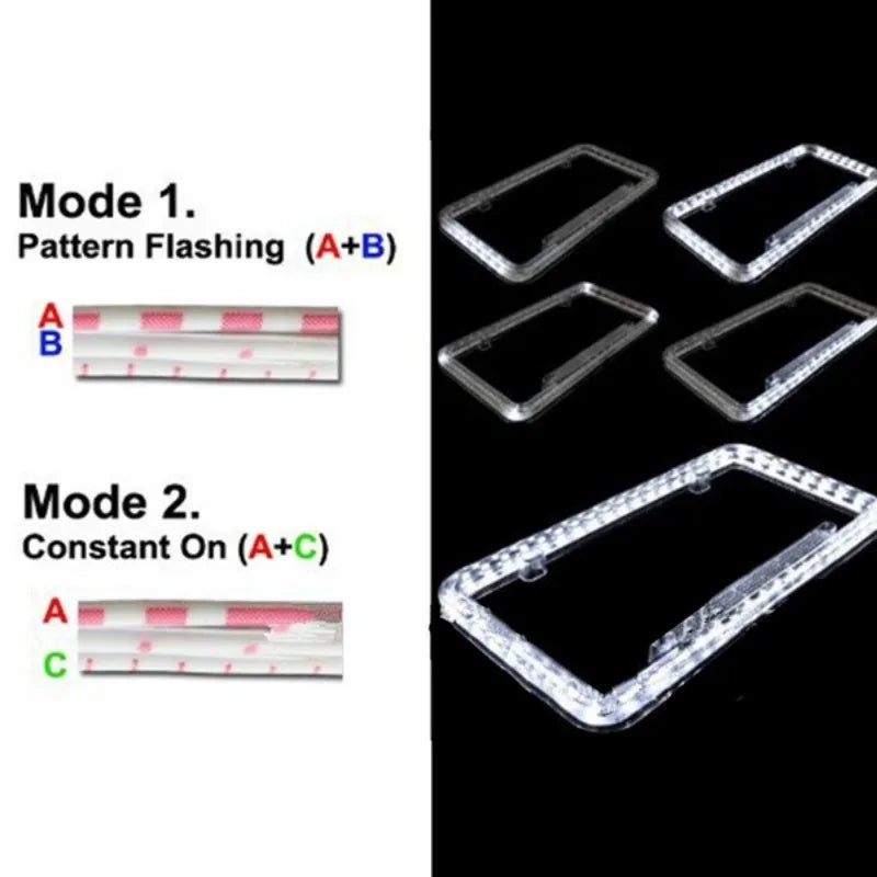 Car License Plate Frame 12V LED Lighting Acrylic U.S. Standard Car Led Luminous License Plate Frame for All Cars