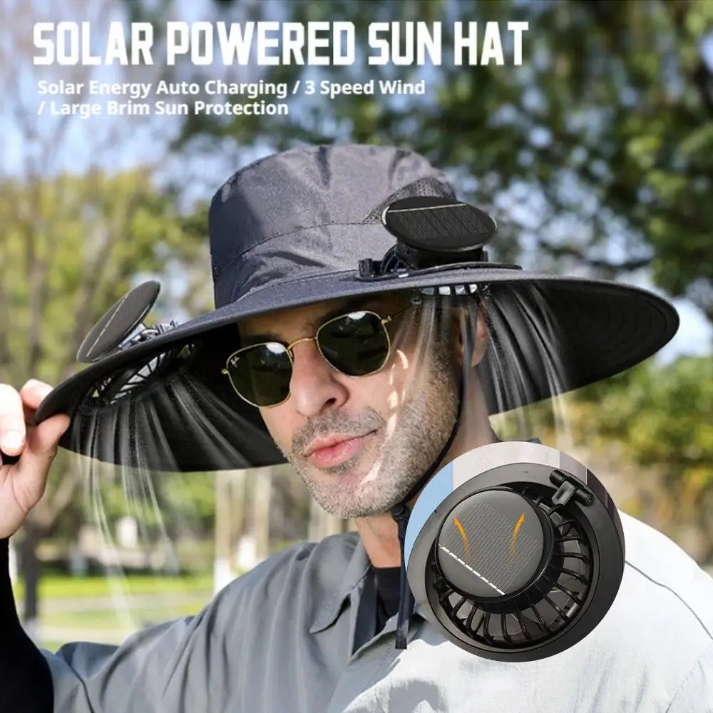 For Outdoor Camping Fishing Hiking Sunscreen Fisherman Hat Solar Fan Cap Portable Solar Charging Cap with Fan