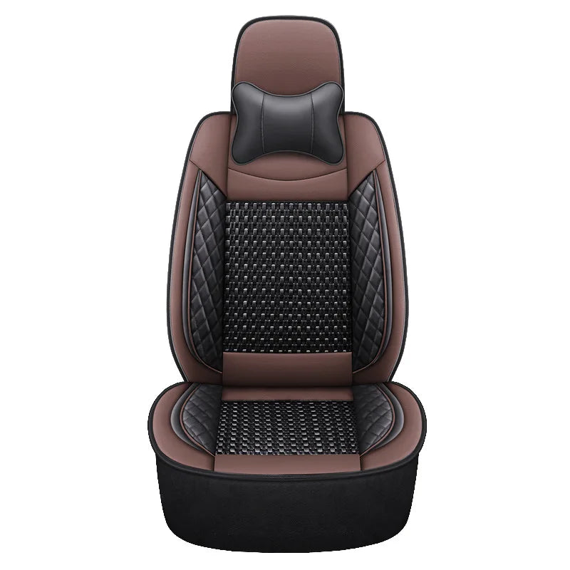 Universal Fit PU Leather Car Seat Cover Protector with Backrest Breathable 1 Piece Front for 95% Cars Sedan SUV Pickup Van