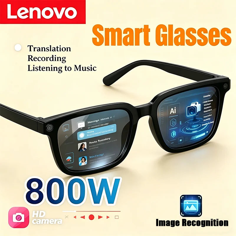 Lenovo AI Smart Glasses AI Translation 8MP HD Camera 4K Shooting Image Bluetooth Call Recording Music Smart Sunglasses 2026 New