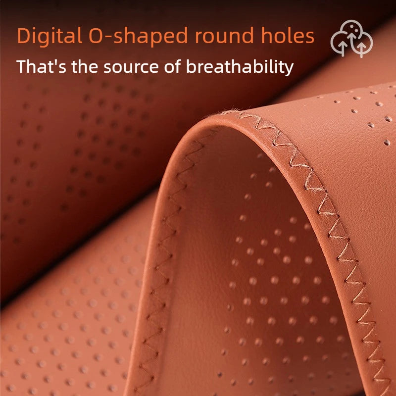 Universal Car Seat Cushion With C-Curve For Leg Support Seat Extender Breathable Perforated Leather Cover Memory Foam Seat Cover