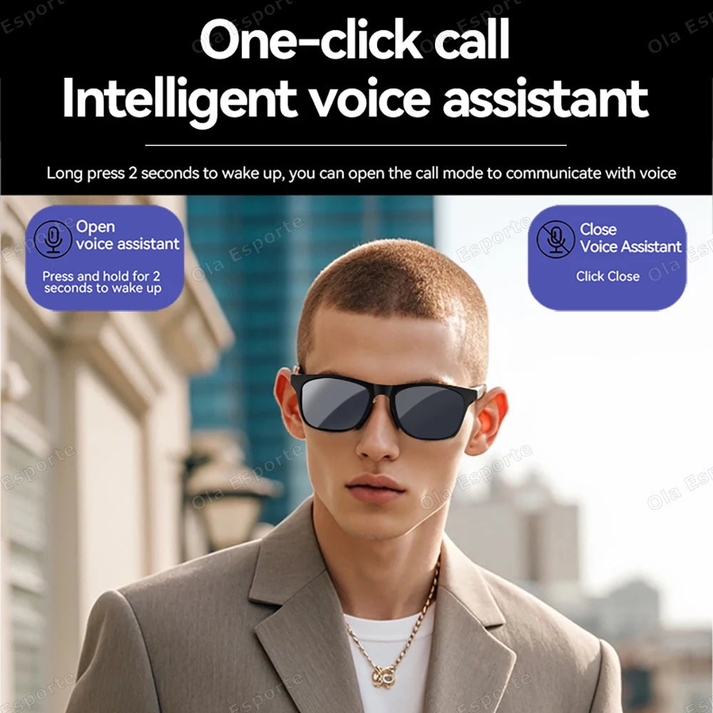 2026 AI Smart Glasses Multifunctional Camera Bluetooth Call Voice Assistant Control Music Player UV Polarized Outdoor Sunglasses