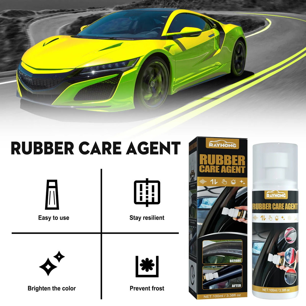 Car Rubber Curing Agent Renovator Care Spray Auto Liquid Wax Polishing Agent Care Agent Car Cleaner Protective Agent Car Care