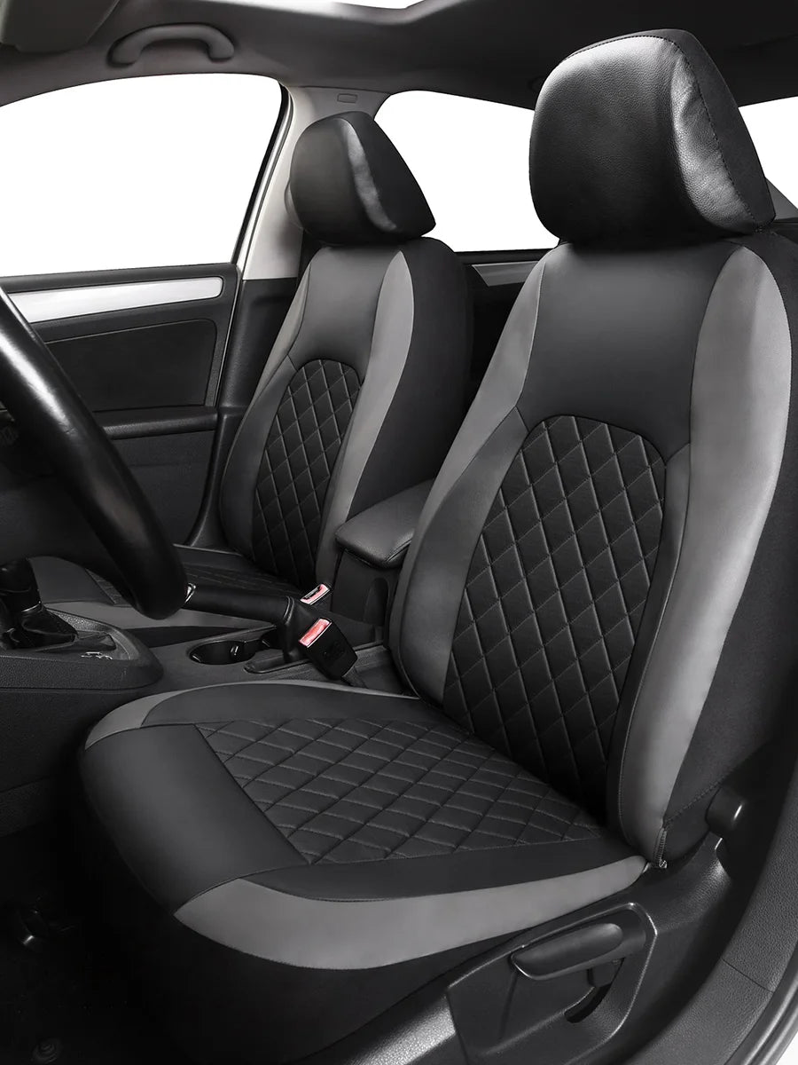 Universal Faux Leather Car Seat Covers Full Set – Includes Front Seats and Rear Bench, Fits Most SUVs and Trucks