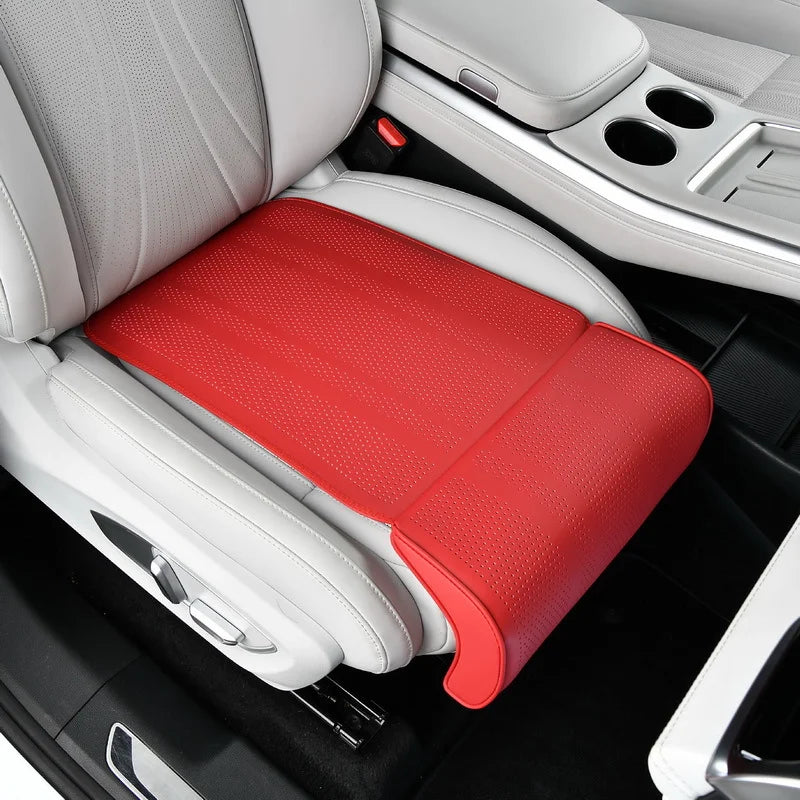 Universal Leather Car Seat Cover with Leg Support, Breathable Non-slip Padding, Relieve Fatigue Seat Cushion Protector