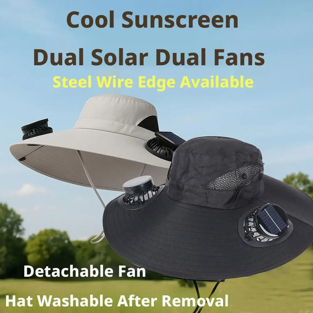 For Outdoor Camping Fishing Hiking Sunscreen Fisherman Hat Solar Fan Cap Portable Solar Charging Cap with Fan