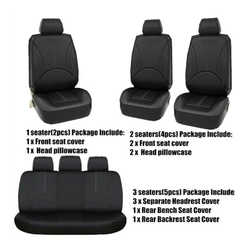 Car Seat Cover PU Leather Universal Full Set Vehicle Seat Cushion Full Surround Protective Pad Interior Accessories