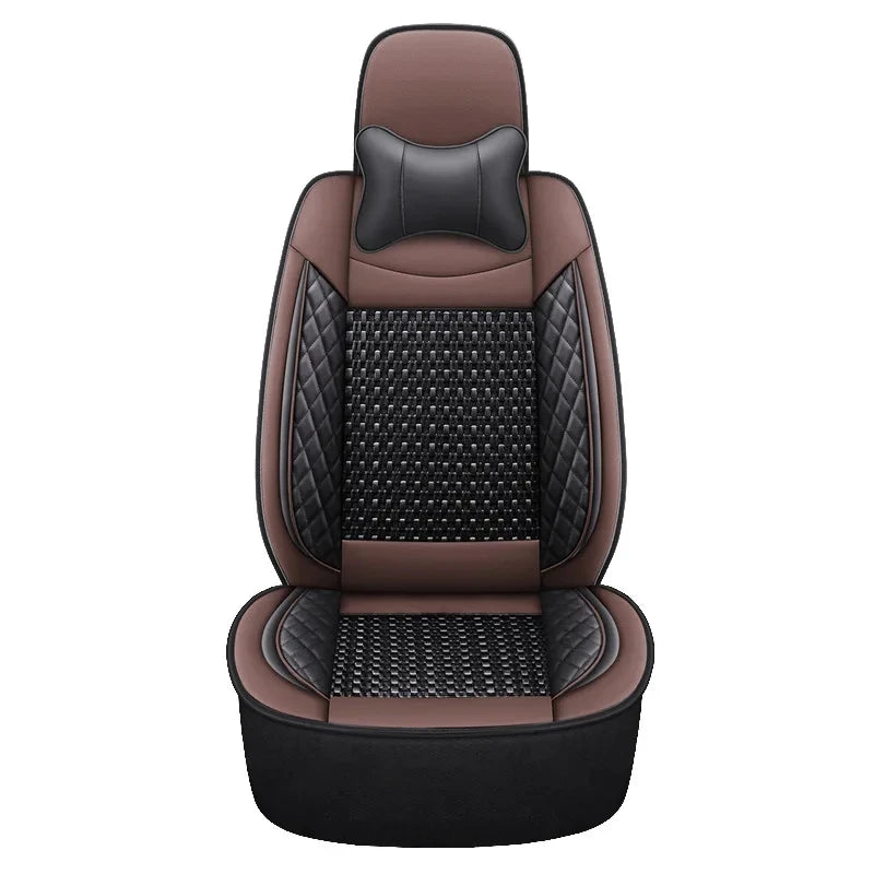 Universal Fit PU Leather Car Seat Cover Protector with Backrest Breathable 1 Piece Front for 95% Cars Sedan SUV Pickup Van