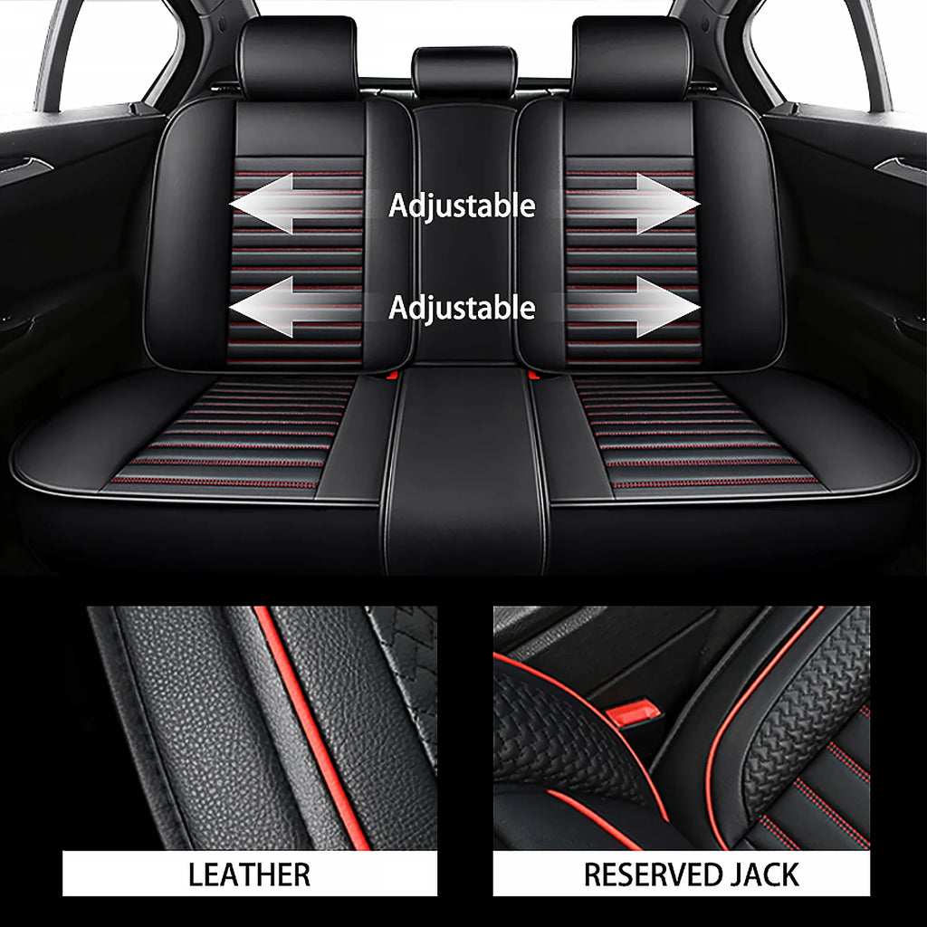 Universal Leather Car Seat Covers for SUVs  Sedans Trucks Breathable Elegant Easy-Clean Comfortable Fit Airbag Port Waterproof