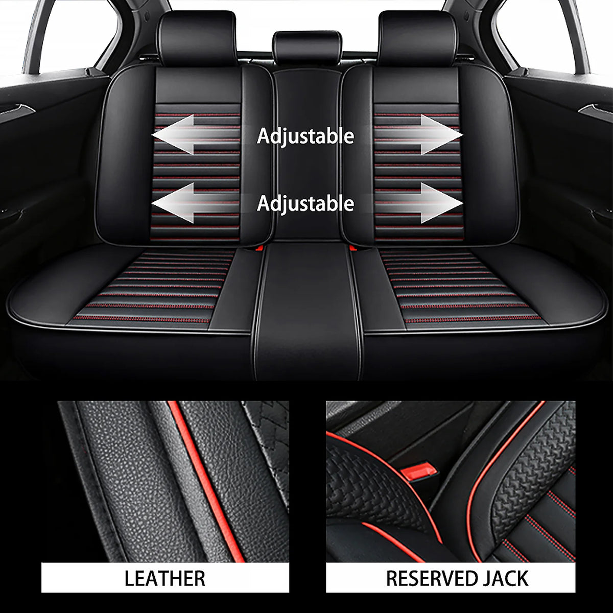 Universal Leather Car Seat Covers for SUVs  Sedans Trucks Breathable Elegant Easy-Clean Comfortable Fit Airbag Port Waterproof