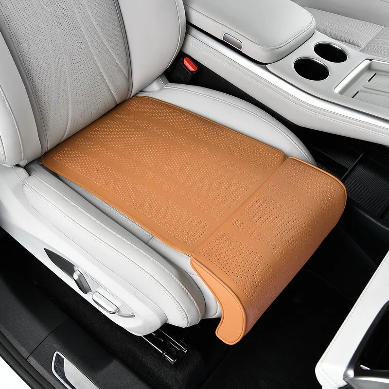 Universal Leather Car Seat Cover with Leg Support, Breathable Non-slip Padding, Relieve Fatigue Seat Cushion Protector