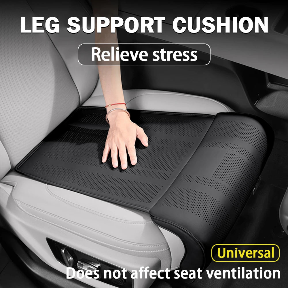 Universal Leather Car Seat Cover with Leg Support, Breathable Non-slip Padding, Relieve Fatigue Seat Cushion Protector