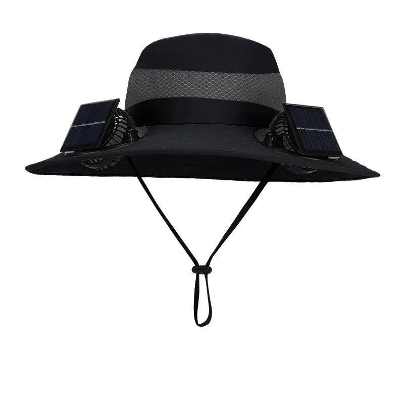Mens Quick Dry Bucket Hat Large Size Sun Hat with Solar Powered Fan USB Rechargeable for Outdoor Hiking Camping Fishing Activity