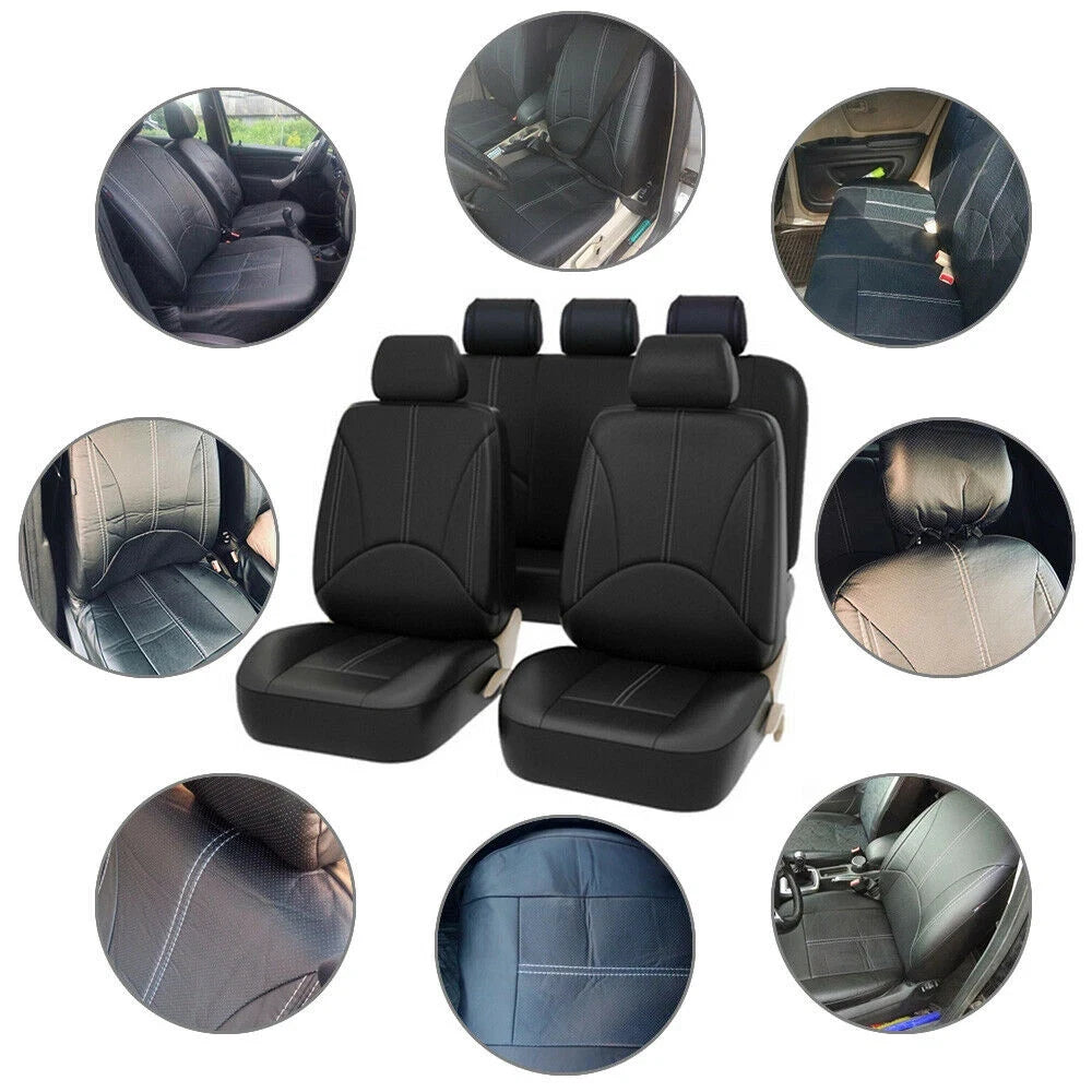Car Seat Cover PU Leather Universal Full Set Vehicle Seat Cushion Full Surround Protective Pad Interior Accessories