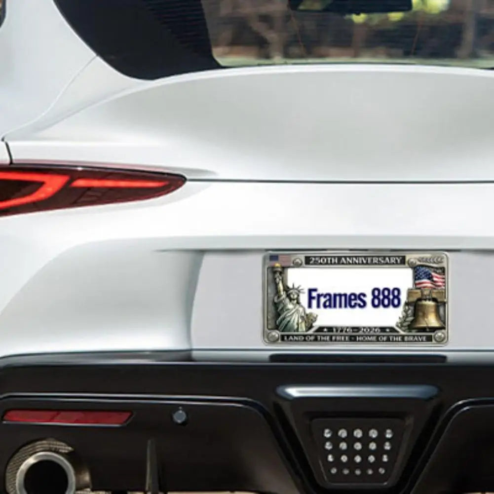 Commemorative Anniversary License Plate Frame 12x6 Inch Metal Auto Plate Holder Patriotic Collector Car Accessory