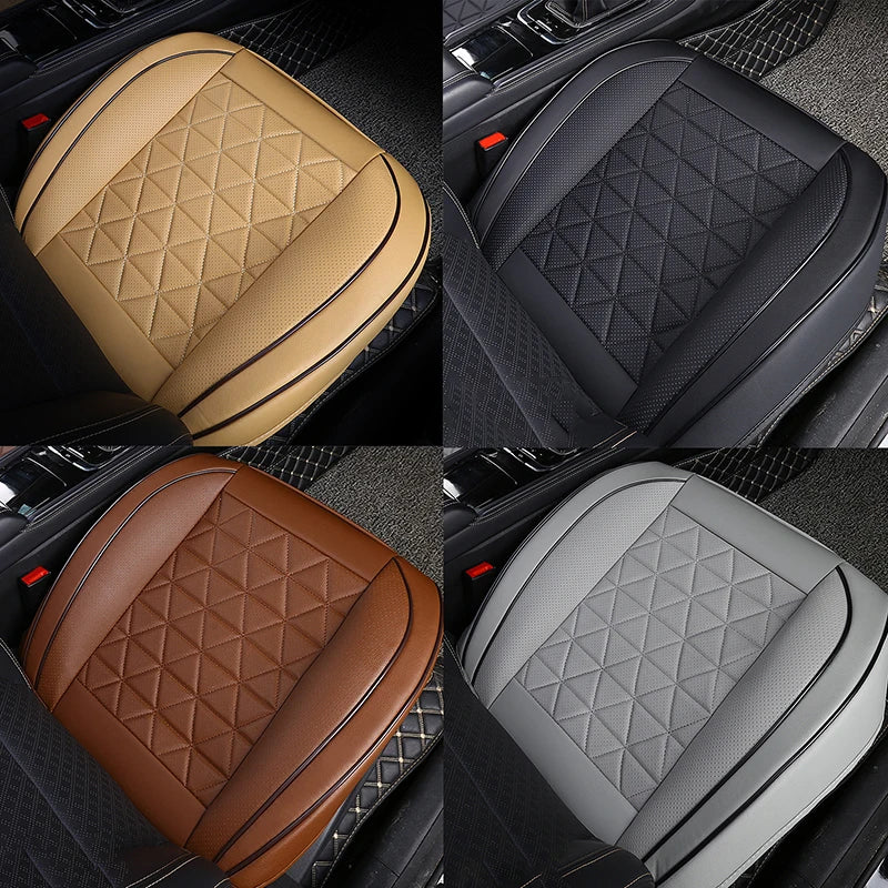 Universal Front Car Seat Covers - PU Leather Auto Seat Protectors with Cushion, Non-Slip Fit for Most Vehicles (Black/Beige/Red)