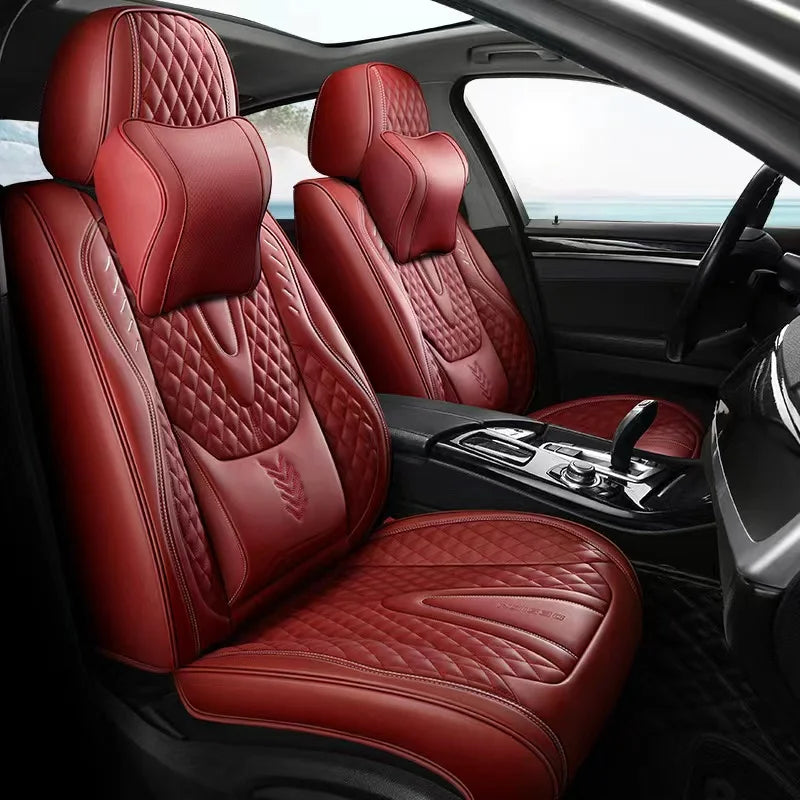 Universal Car Seat Kits Covers Durable ECO Diamond Lattice Quality Leather Seat Cover For 95% Sedan SUV 5-Seaters Car