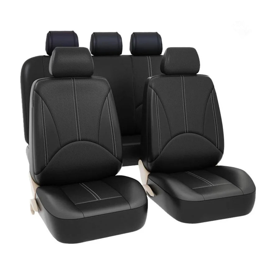 Universal Car Seat Cover With Full Protection, Pu Quilted Leather, Suitable For All Seasons, With Quilted Decorative Design