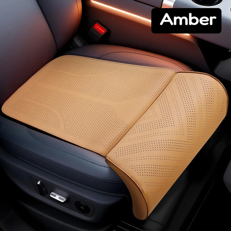 Universal Car Seat Cushion With C-Curve For Leg Support Seat Extender Breathable Perforated Leather Cover Memory Foam Seat Cover