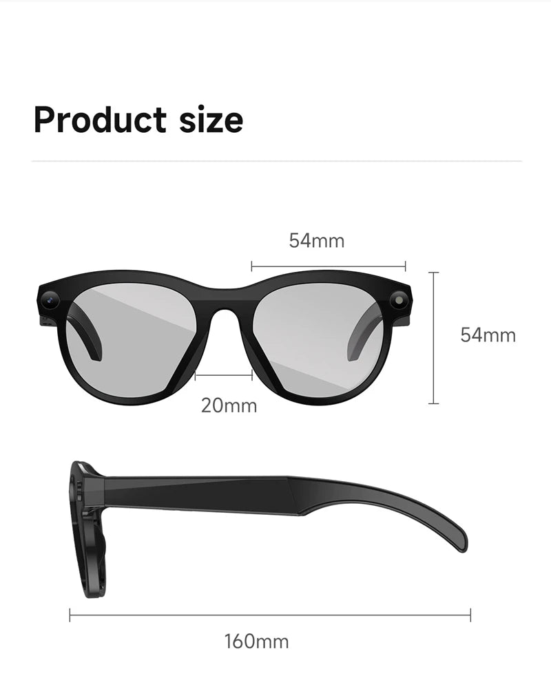 Lenovo Smart AI Glasses 1200MP 8K HD Color Changing Chat Translate Camera Bluetooth Call Voice Assistant Music Control Glasses