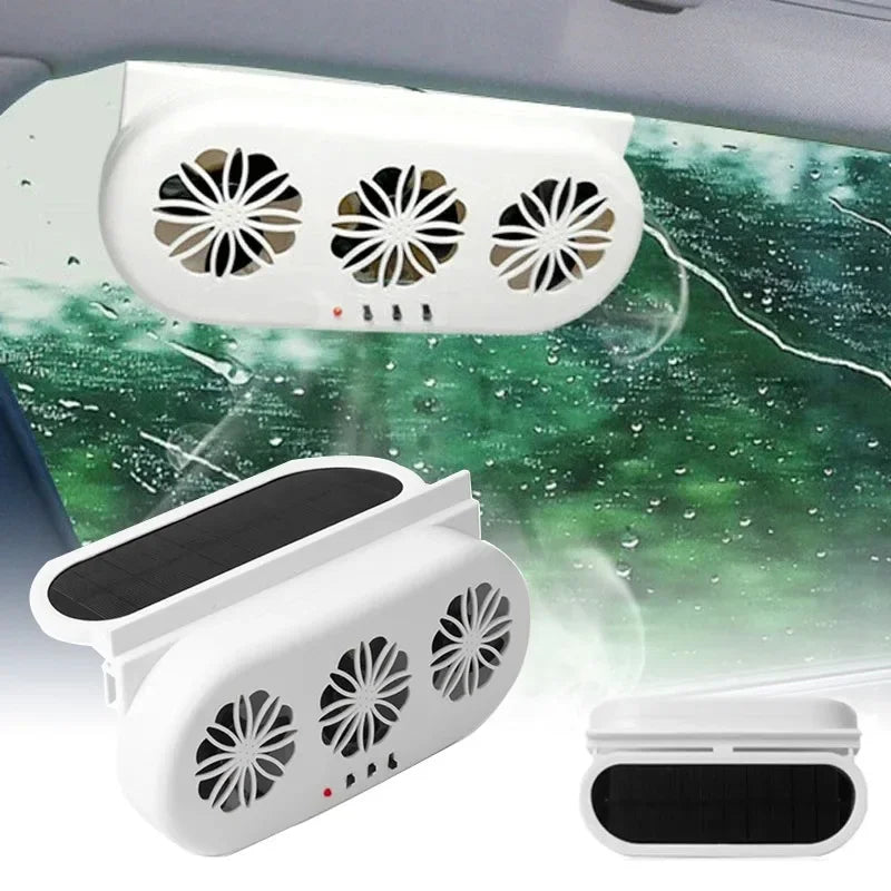 Solar Powered Car Exhaust Fan 3 Head Electric Car Cooling Fan USB Charging Window Ventilator Front Rear Seat Purifiers Radiator