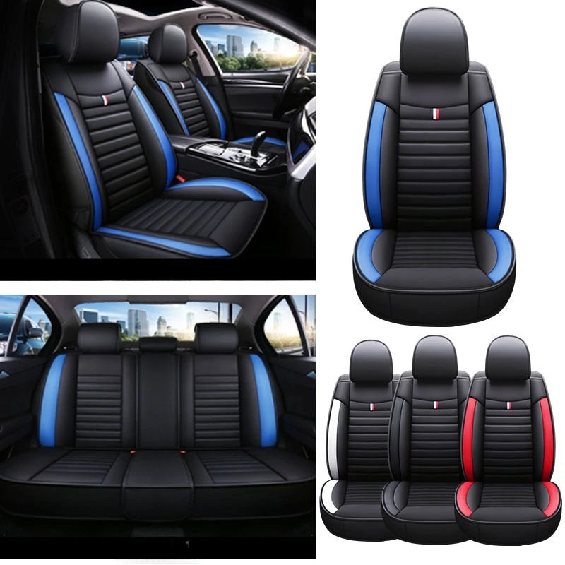 Universal 5-Piece Car Seat Covers Set, PU Leather for Year-Round Comfort & Durability, Form-Fitting Design Fits 95% of Vehicles