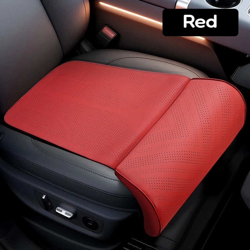 Universal Car Seat Cushion With C-Curve For Leg Support Seat Extender Breathable Perforated Leather Cover Memory Foam Seat Cover