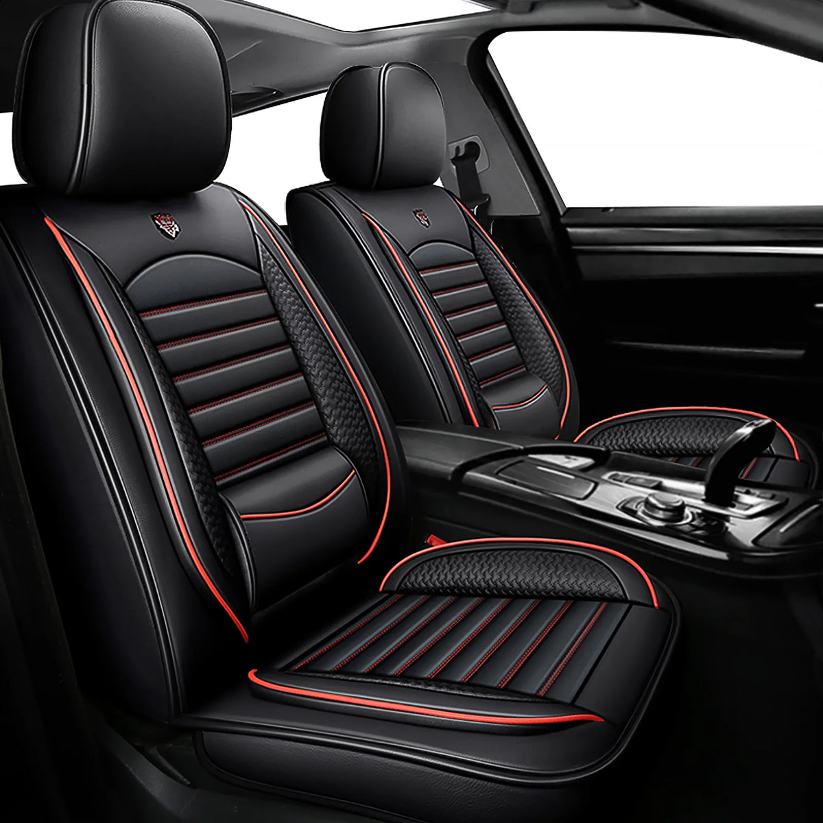 Universal Leather Car Seat Covers for SUVs  Sedans Trucks Breathable Elegant Easy-Clean Comfortable Fit Airbag Port Waterproof