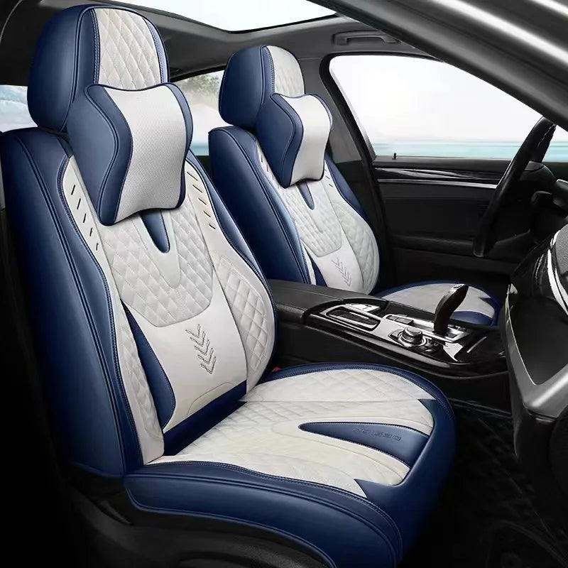 Universal Car Seat Kits Covers Durable ECO Diamond Lattice Quality Leather Seat Cover For 95% Sedan SUV 5-Seaters Car