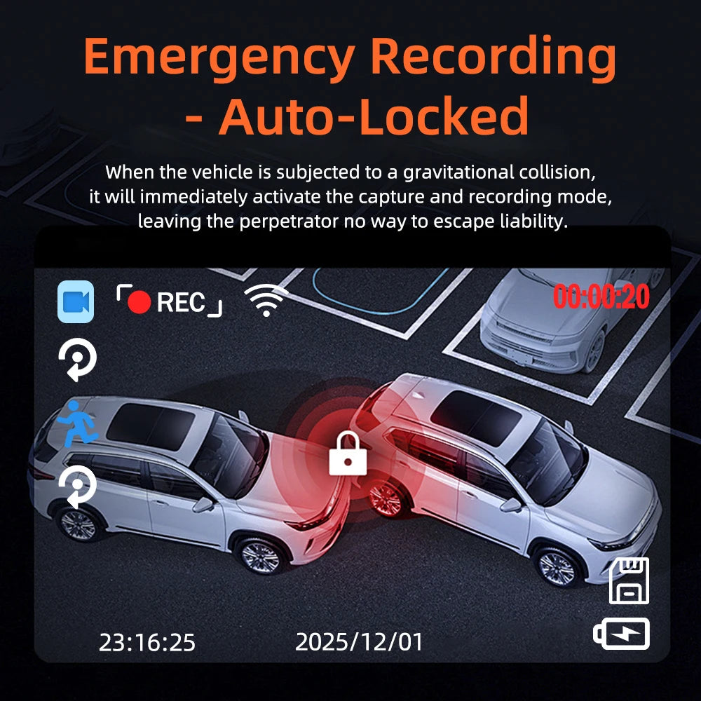 4K Front 1080P Rear Dual Dash Cam, WiFi App Control, Night Vision, G-Sensor, Motion Detection, 24H Parking, Car DVR for SUVs - AliExpress 34