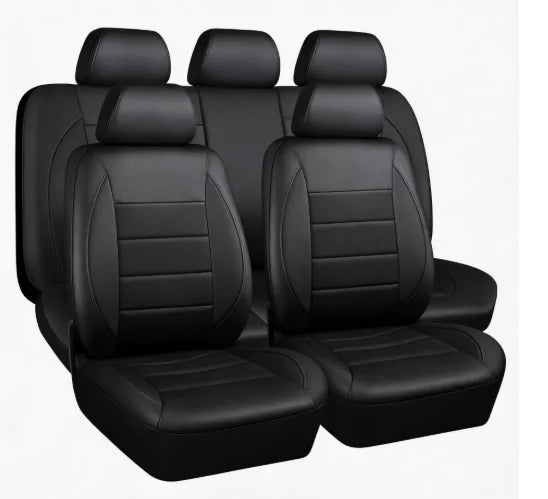 Universal Leather Car Seat Covers Red Simple Waterproof 5 Seat Car Seat Cover