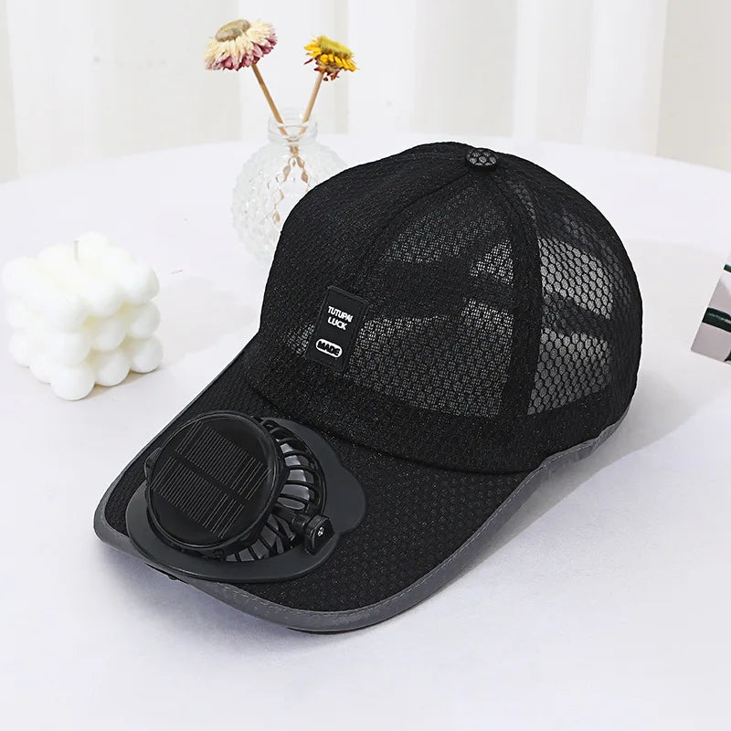 Solar Powered Fan Hat Breathable Sun Hat with Built in Cooling Fan USB Rechargeable Outdoor Baseball Cap for Hiking Beach Summer