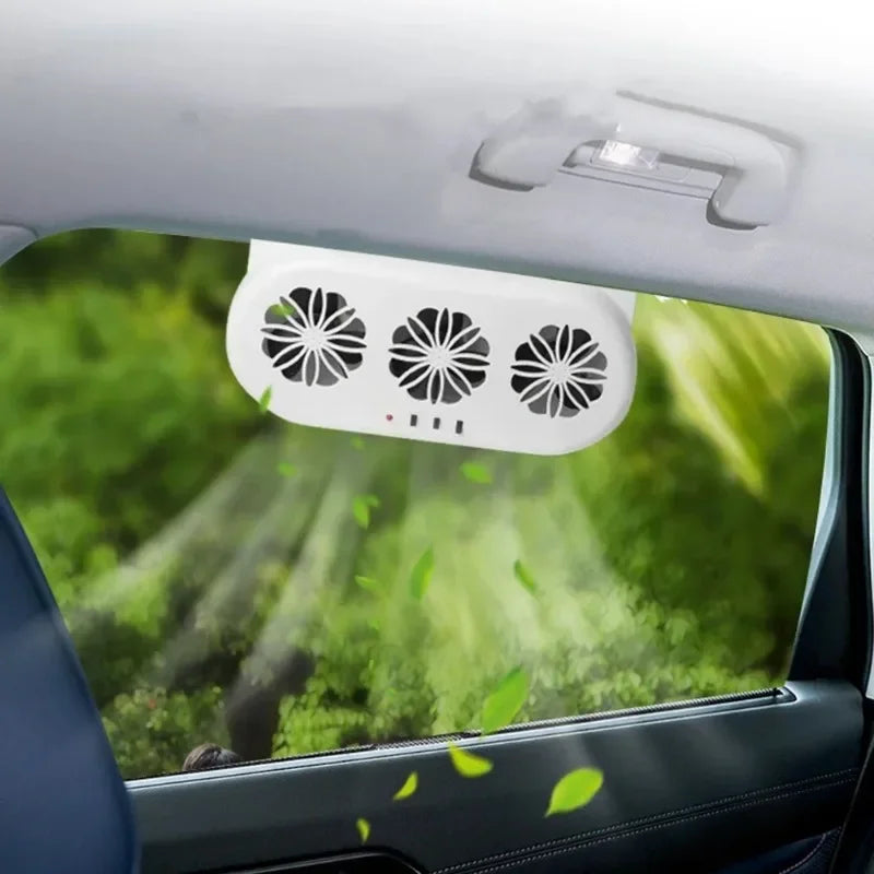 Solar Powered Car Exhaust Fan 3 Head Electric Car Cooling Fan USB Charging Window Ventilator Front Rear Seat Purifiers Radiator