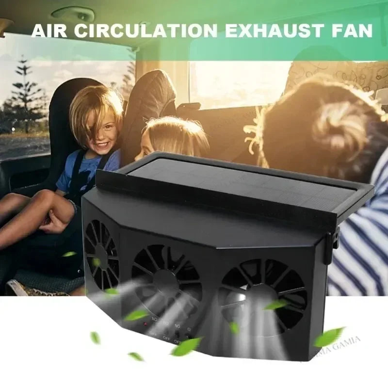Solar Car Fan USB Rechargeable Exhaust Fan Air Circulation Cooling and Heat Dissipation High Wind Power Ventilation Fan