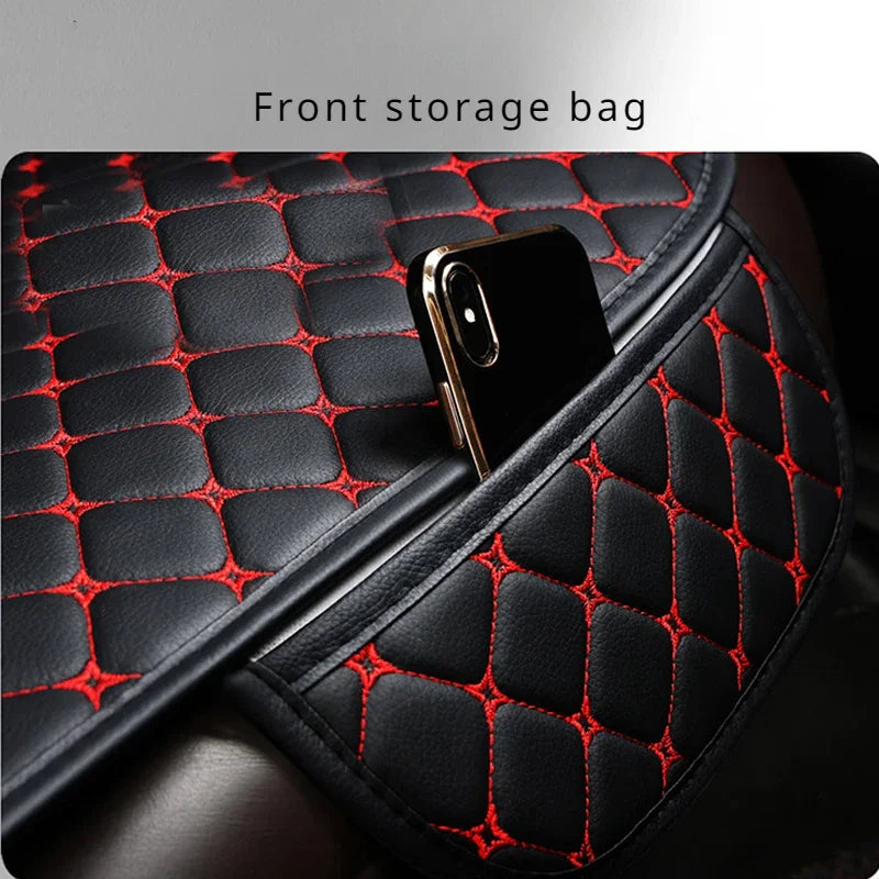 Car Seat Cover Universal PU Leather Seat Cushion Protective Cover Auto Protector Pad with Storage Pocket Four Seasons