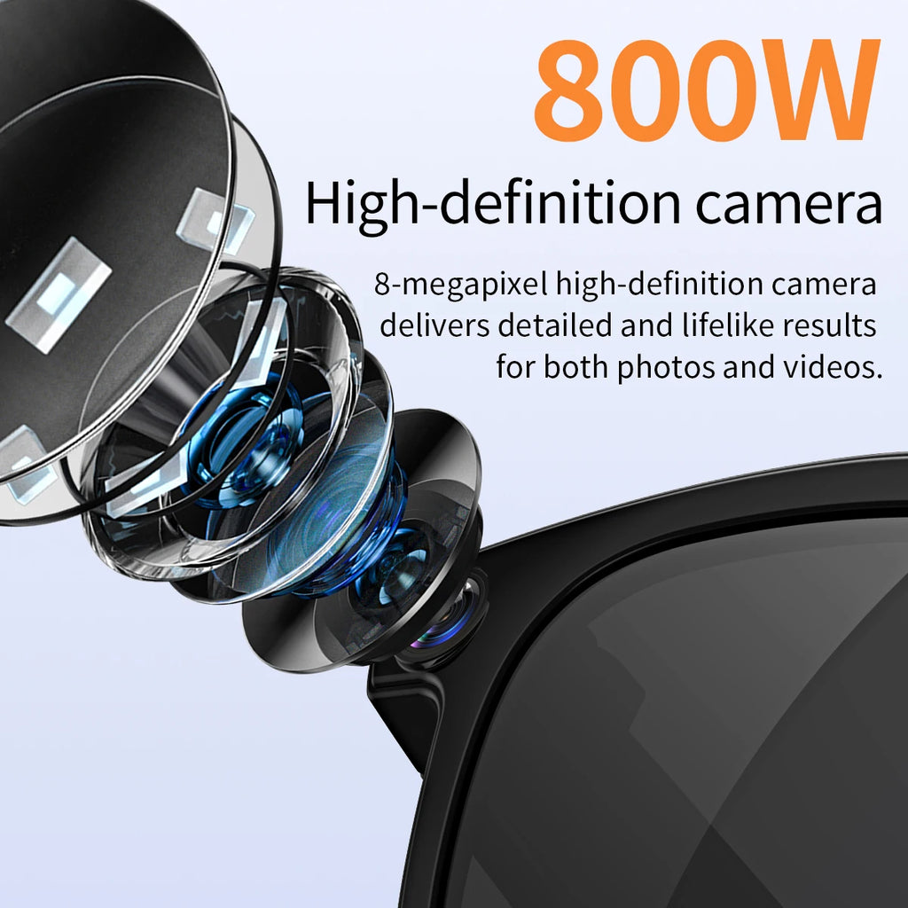 AI Smart Glasses V3 with 8MP Camera & ChatGPT. Features Bluetooth Call, Voice Wake-Up, Video Record & Music Play