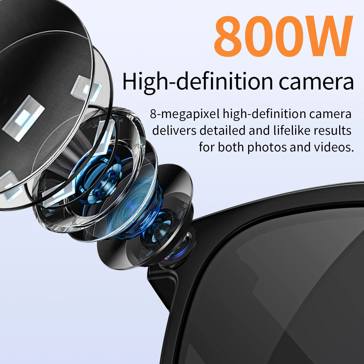 AI Smart Glasses V3 with 8MP Camera & ChatGPT. Features Bluetooth Call, Voice Wake-Up, Video Record & Music Play